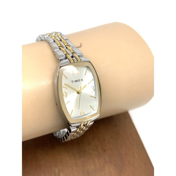 Timex Women's Watch TW2T50200 Quartz Silver Dial Rectangle Two Tone Steel 21mm - Picture 11 of 14